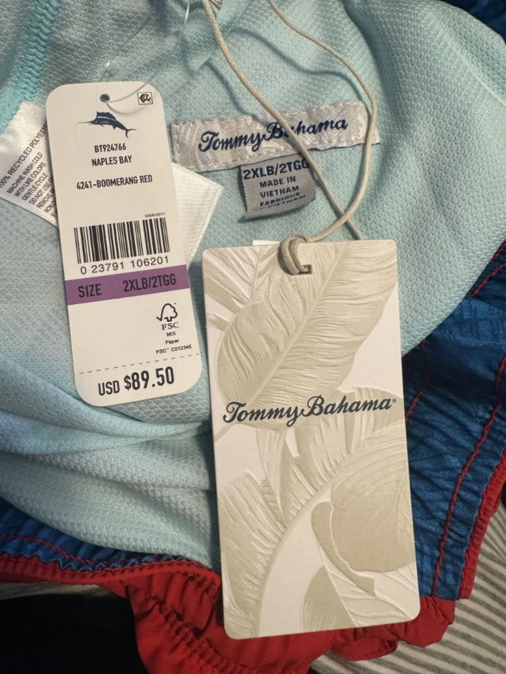NWT Tommy Bahama Mens Red 6" Inseam Swim Shorts 2XL - Picture 8 of 12